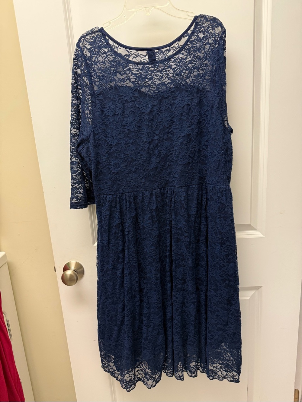 SHEIN Navy Floral Lace A-Line Dress